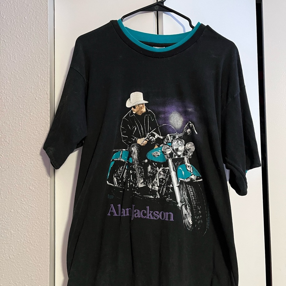 Fruit of the Loom Black Tee with Motorcycle Graphic